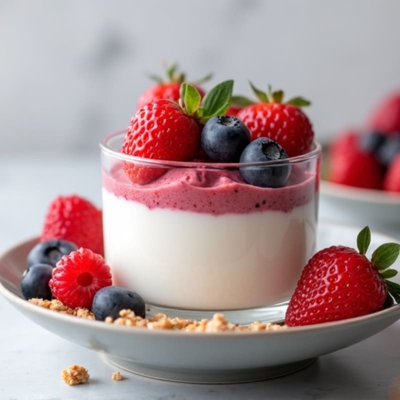 Greek Yogurt Protein Pudding with Mixed Berries