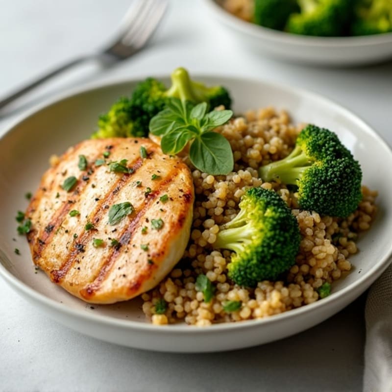 Grilled Chicken Breast with Quinoa and Broccoli Salad