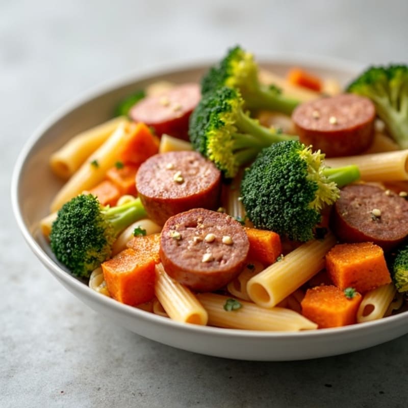 Hearty Italian Sausage Penne with Roasted Sweet Potato and Broccoli