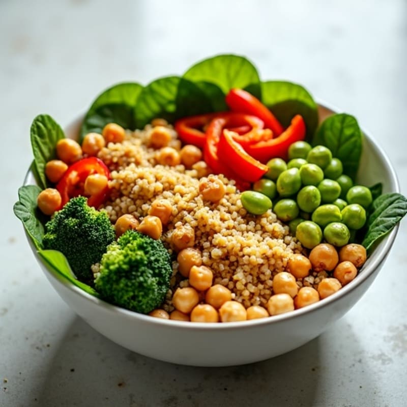 Roasted Chickpea and Vegetable Power Bowl with Lemon-Tahini Dressing
