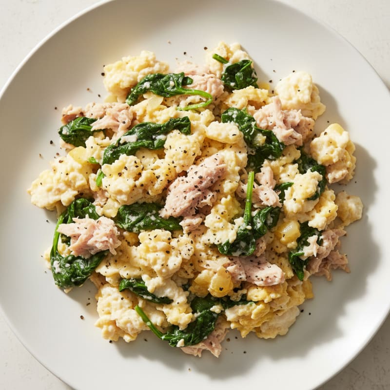 Egg White Spinach Scramble with Turkey Breast