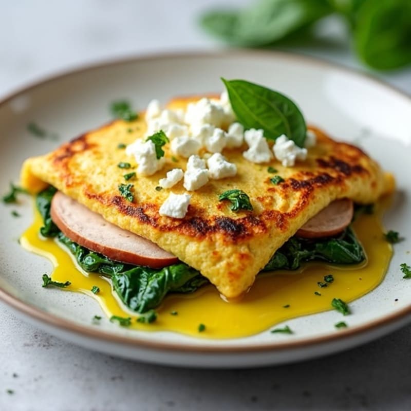 Egg White Spinach Omelette with Grilled Turkey Breast