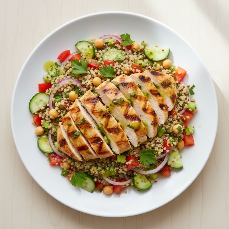 Grilled Chicken and Quinoa Salad with Crunchy Vegetables