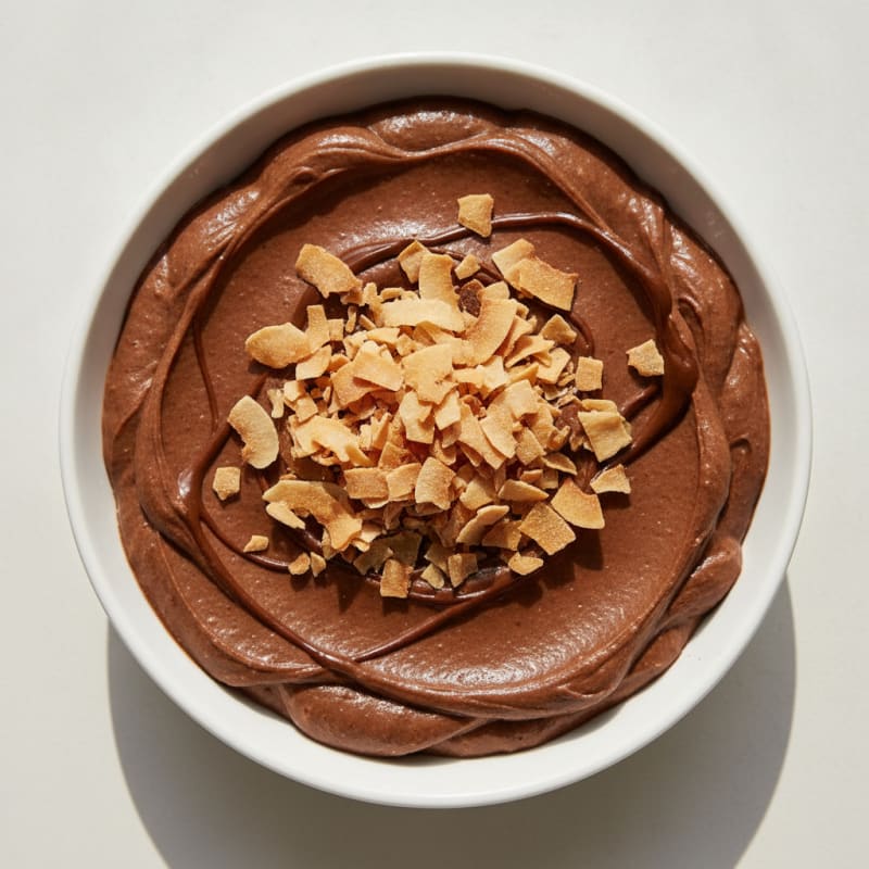Silky Chocolate Protein Pudding with Toasted Coconut