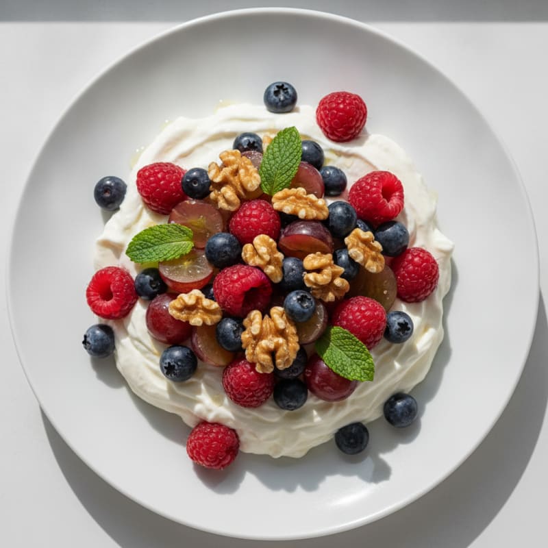 Greek Yogurt Protein Mousse with Mixed Berries