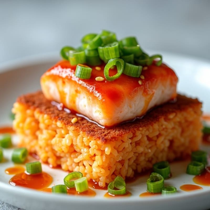 Spicy Salmon Sushi Bake with Crispy Rice