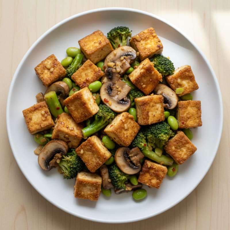 Pan-Seared Tofu and Mushroom Stir-Fry