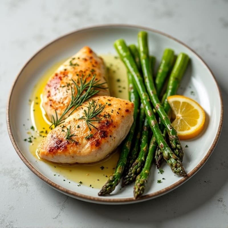 Lemon Herb Roasted Chicken with Crispy Asparagus