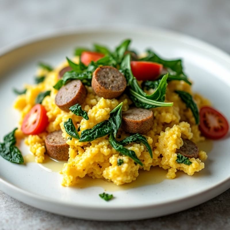 Egg White and Turkey Sausage Scramble with Spinach