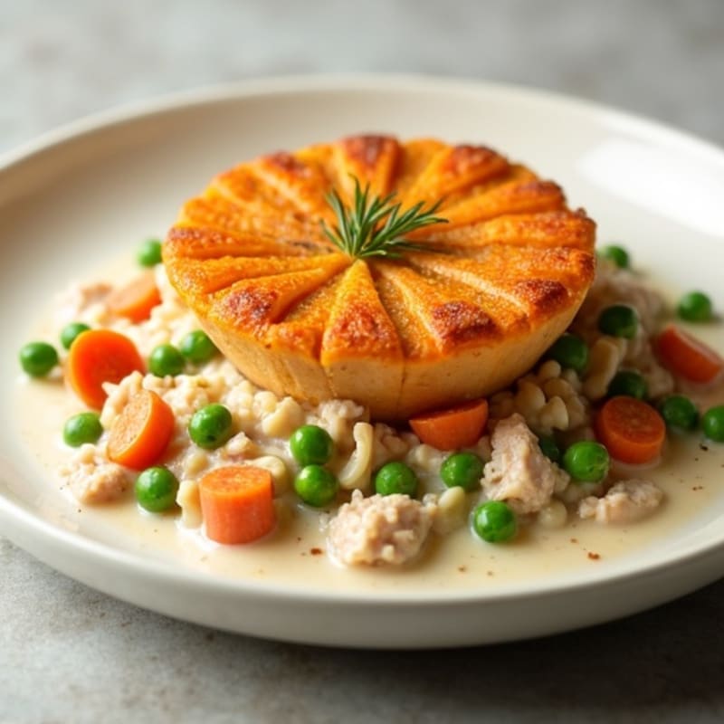 Creamy Turkey Pot Pie with Crispy Sweet Potato Topping