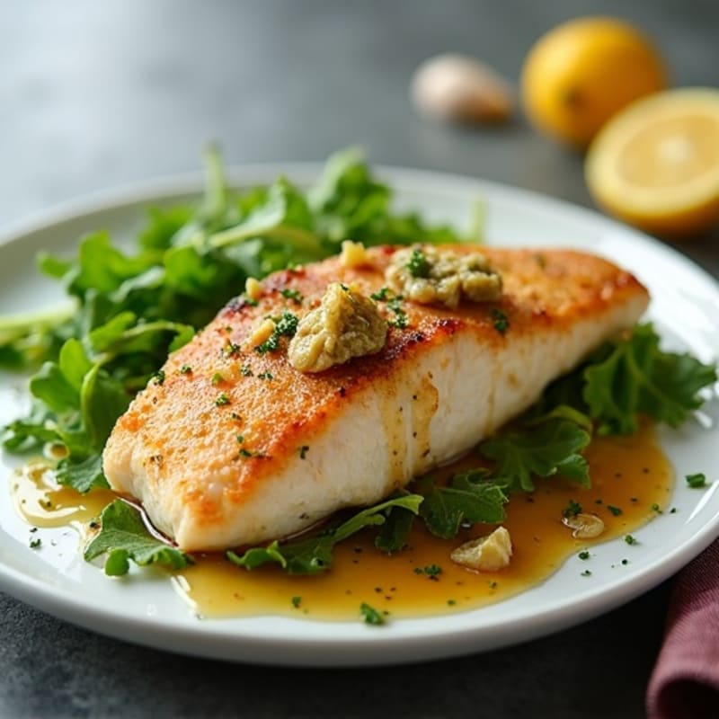 Pan-Seared Chicken Breast with Zesty Lemon-Anchovy Dressing and Fresh Greens