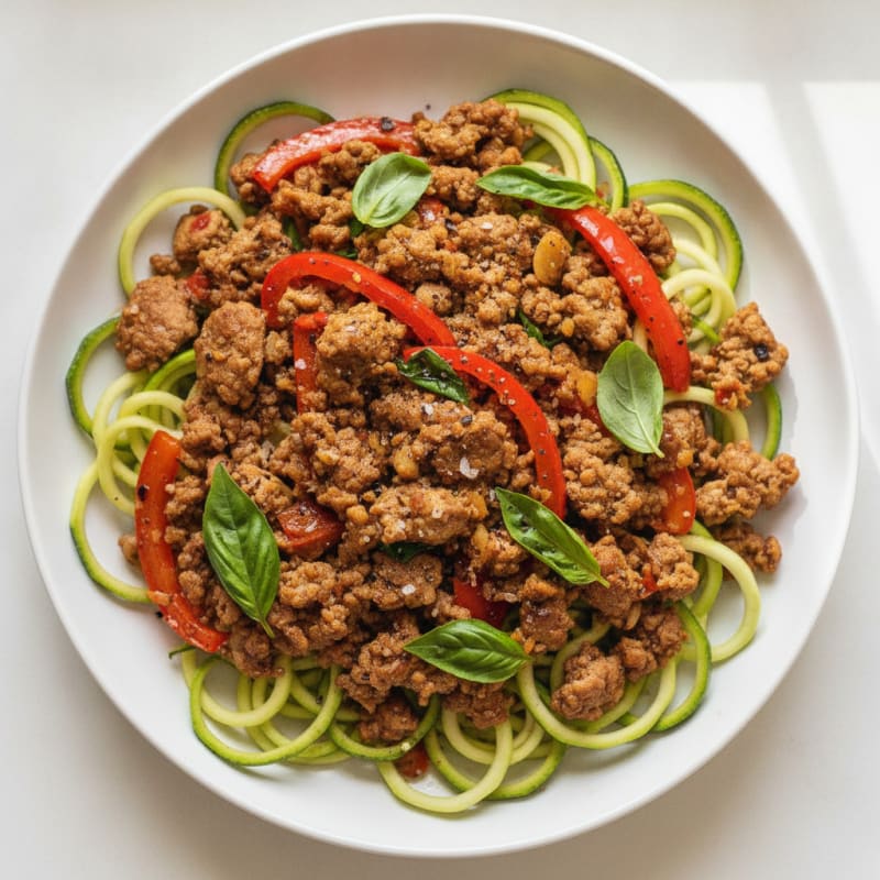 Basil-Lime Turkey Stir-Fry with Zucchini Noodles