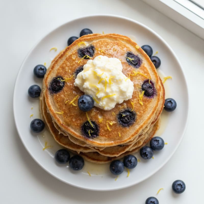 Blueberry Ricotta Pancakes with Lemon Zest