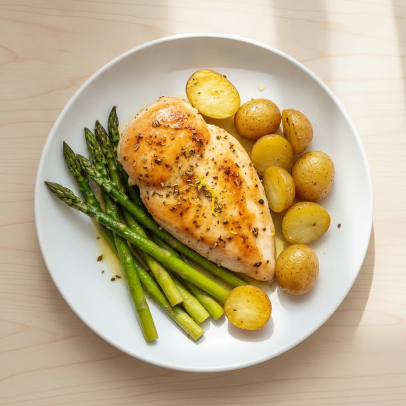 Lemon Herb Roasted Chicken with Asparagus