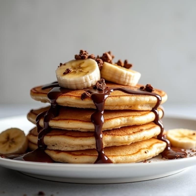 Banana Protein Pancakes with Creamy Chocolate Hazelnut Drizzle