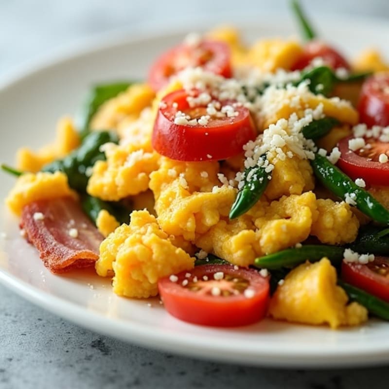 Egg White Veggie Scramble with Turkey Bacon