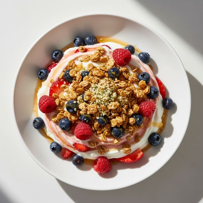 Creamy Greek Yogurt Parfait with Mixed Berries and Protein Granola