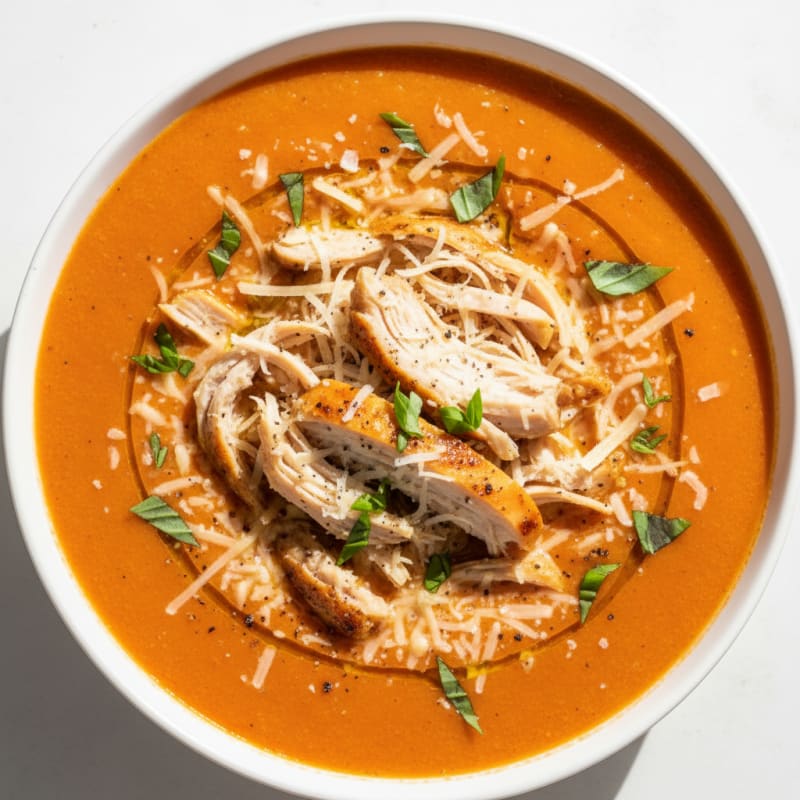 Roasted Tomato Basil Soup with Parmesan