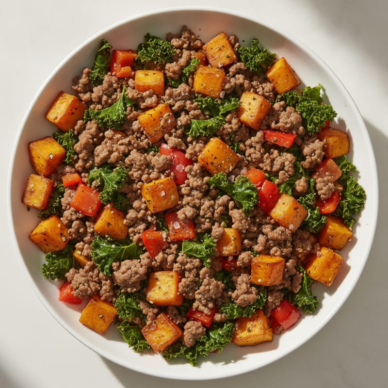 Ground Beef Sweet Potato Harvest Bowl