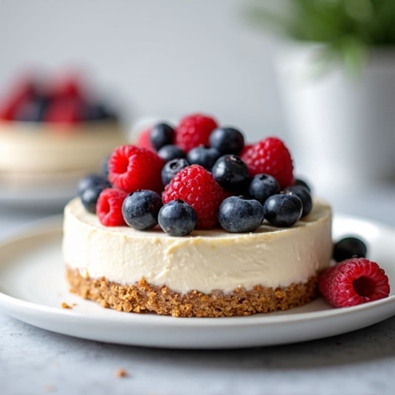 Greek Yogurt Protein Cheesecake with Fresh Berries