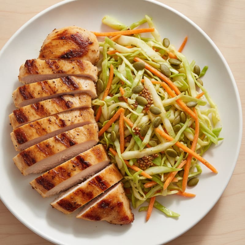 Grilled Chicken Breast with Crunchy Cabbage Slaw