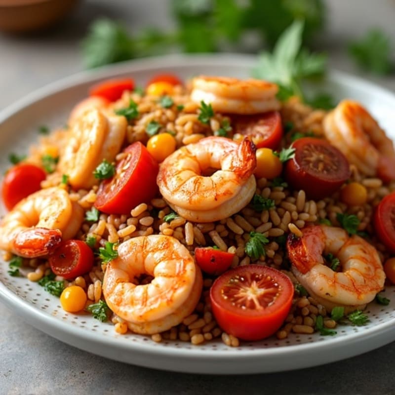 Spicy Chicken, Shrimp, and Sausage Rice Skillet