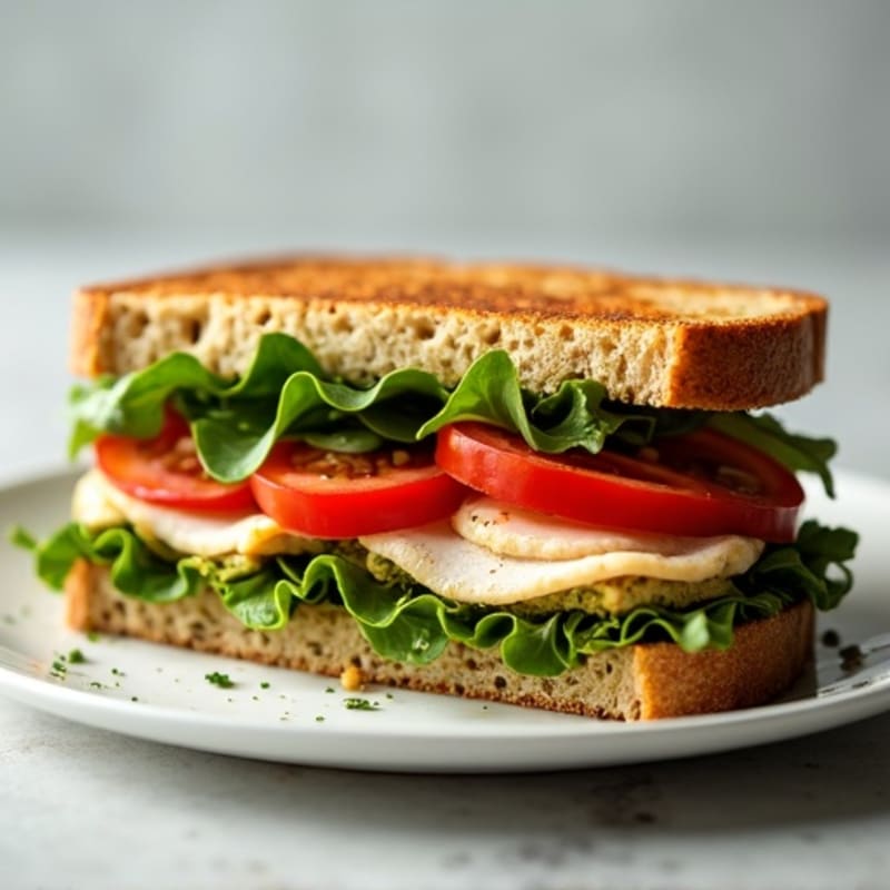 Crispy Pressed Turkey Pesto Sandwich