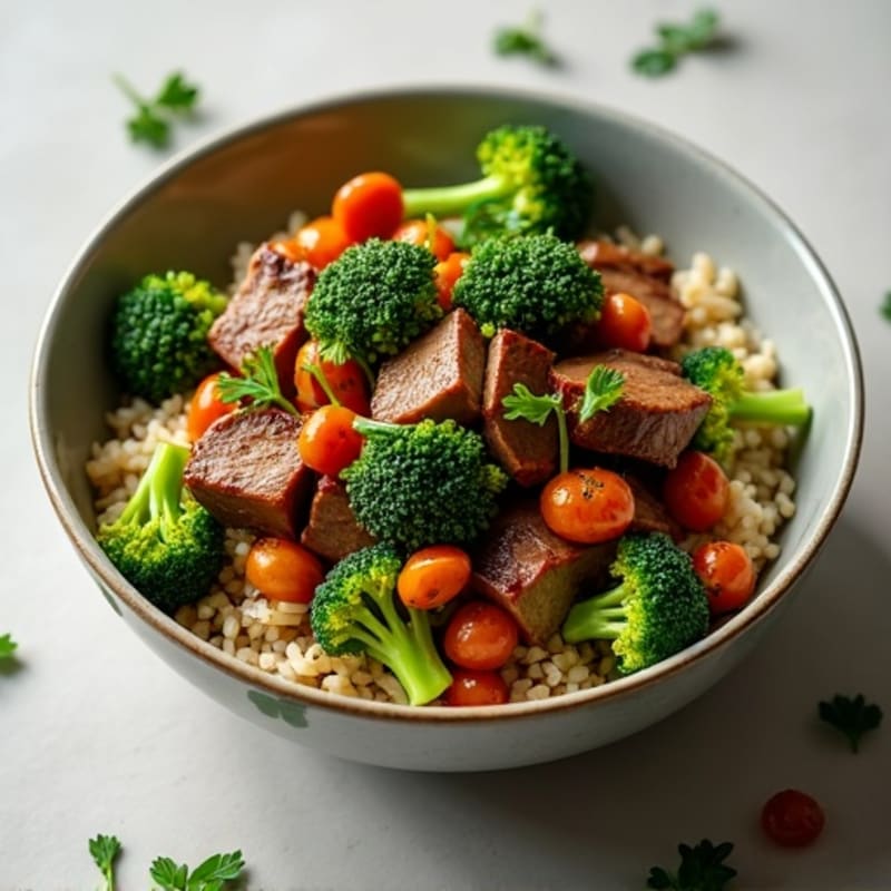 Garlic Ginger Beef and Broccoli Rice Bowl