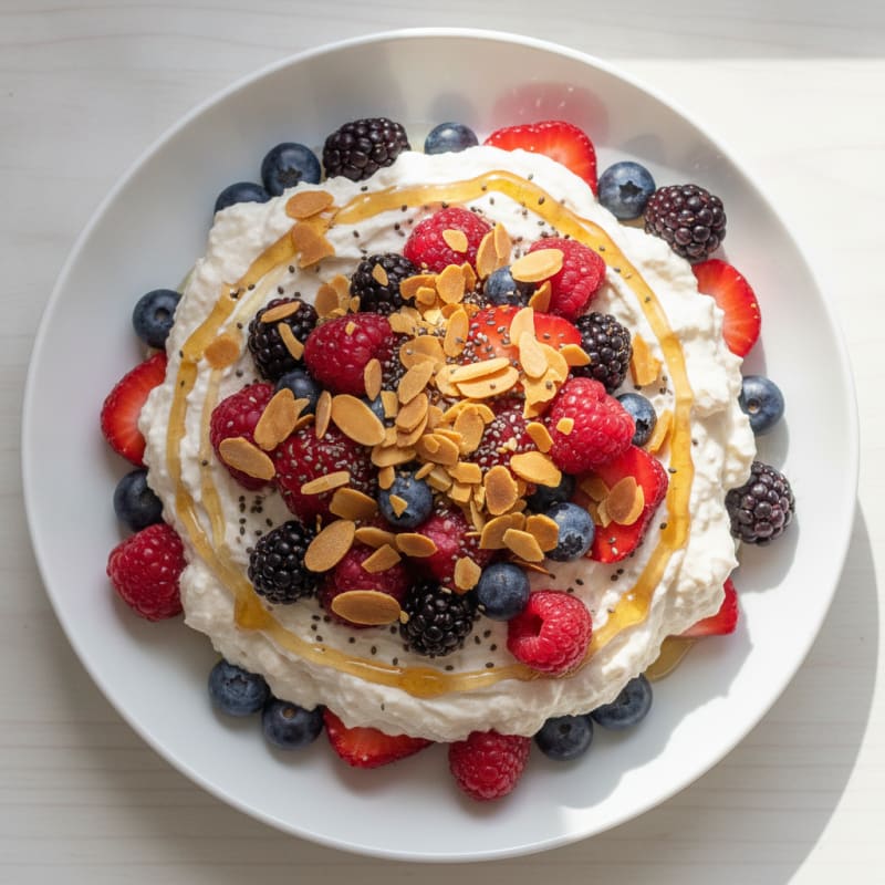 Greek Yogurt Protein Parfait with Mixed Berries