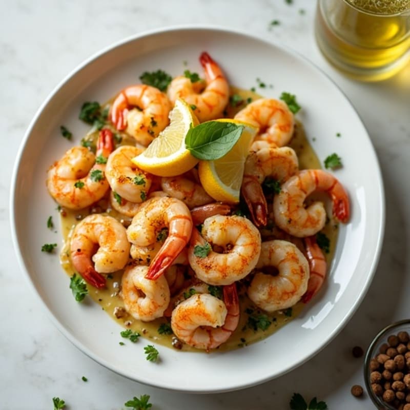 Lemon-Garlic Pan-Seared Chicken and Prawns