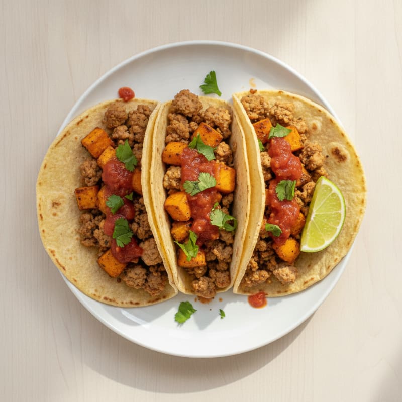 Sweet Potato Ground Turkey Tacos