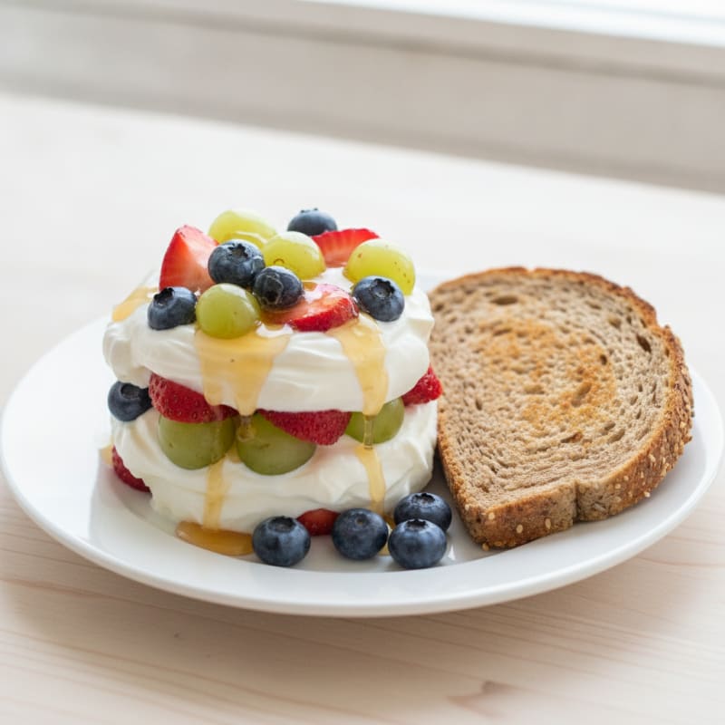 Greek Yogurt Parfait with Berries and Grainy Bread