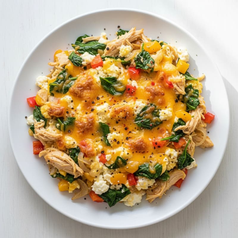 Slow Cooker Cheesy Chicken and Egg Casserole