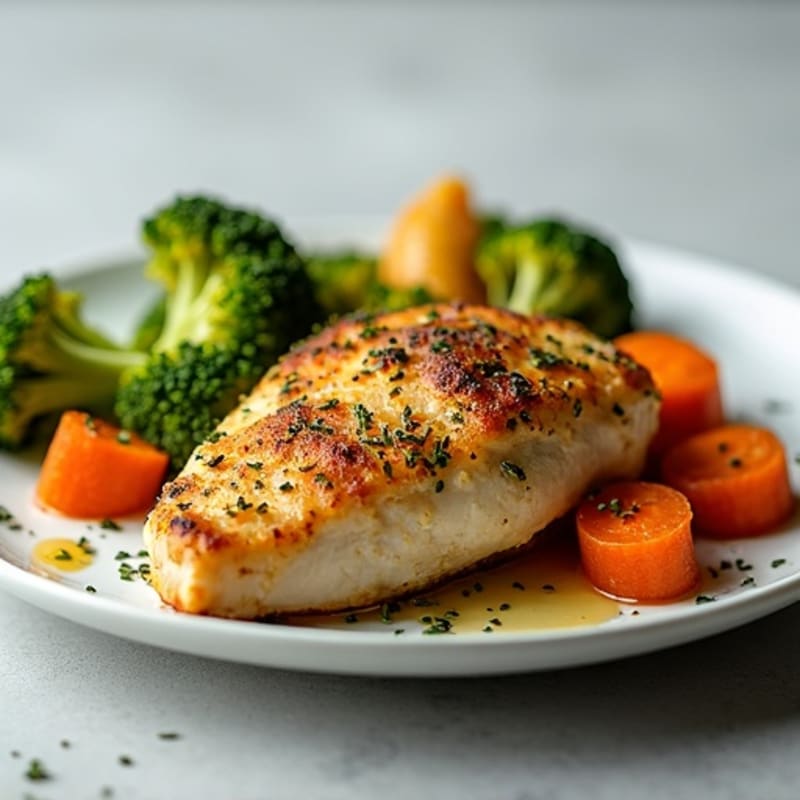 Herb-Crusted Pan Seared Chicken with Roasted Vegetables