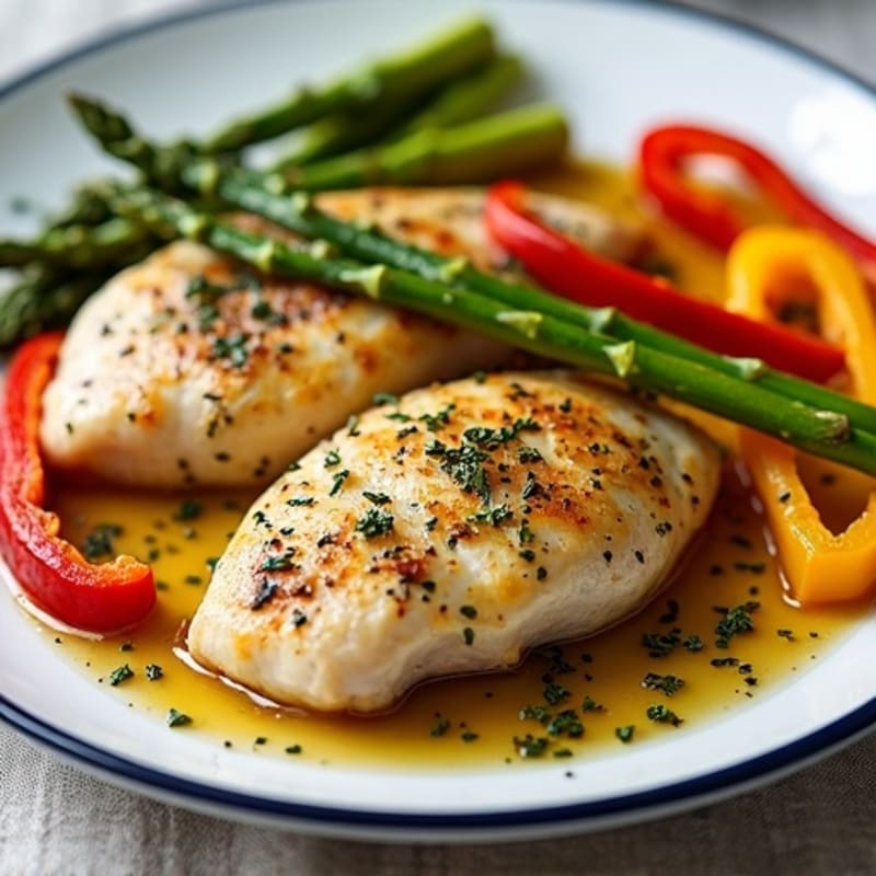 Sheet Pan Lemon-Herb Chicken with Roasted Asparagus and Bell Peppers