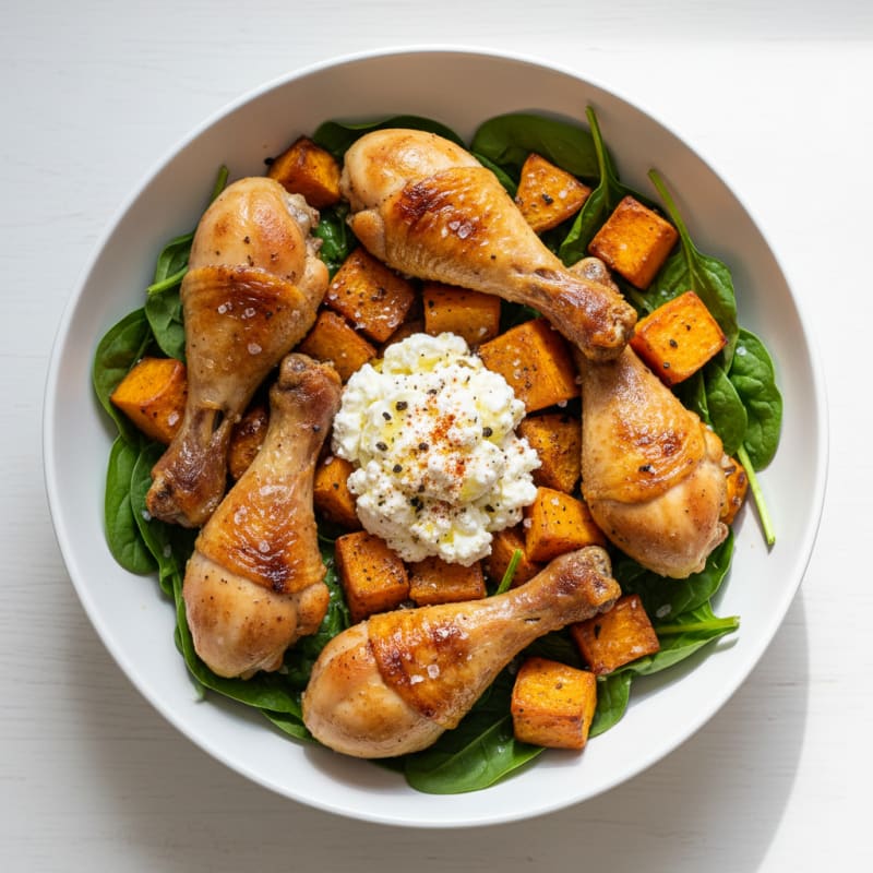 Baked Sweet Potato Chicken Drumstick Bowl