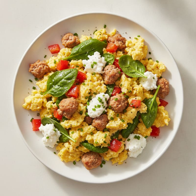 Cottage Cheese Scramble with Turkey Sausage