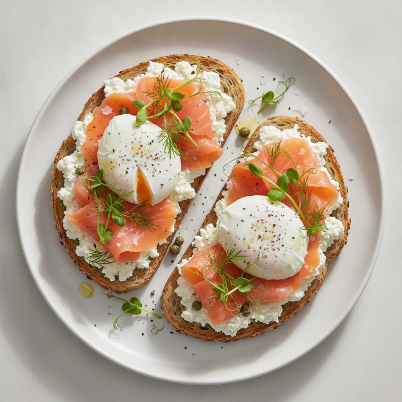 Savory Smoked Salmon and Whipped Cottage Cheese Toast