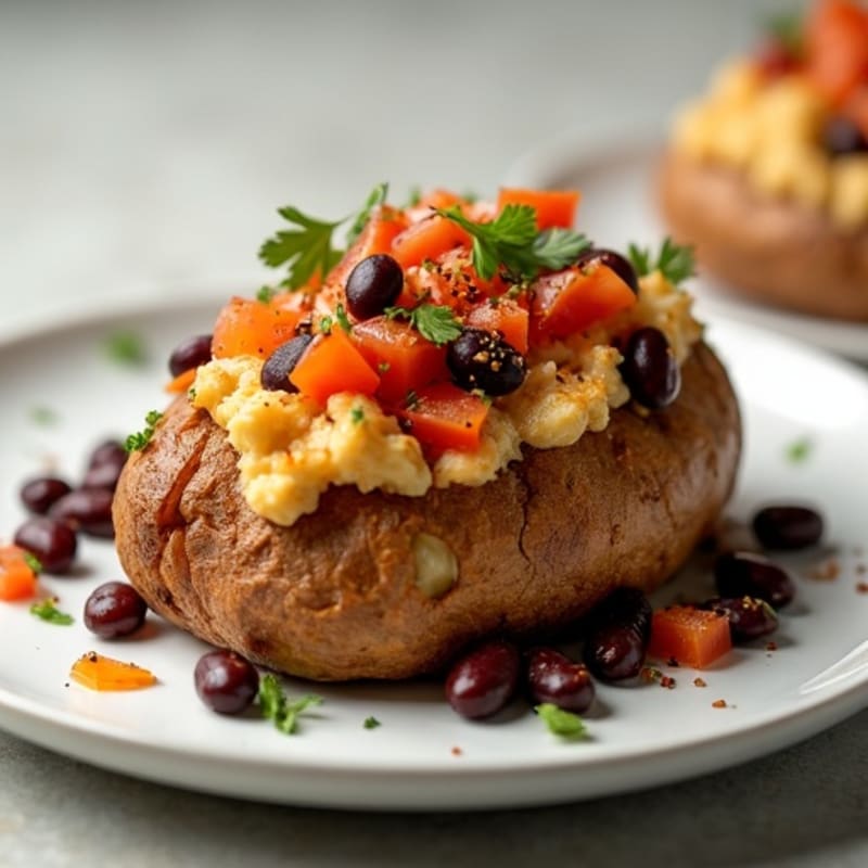Crispy Baked Potato with Southwest Chicken and Black Beans