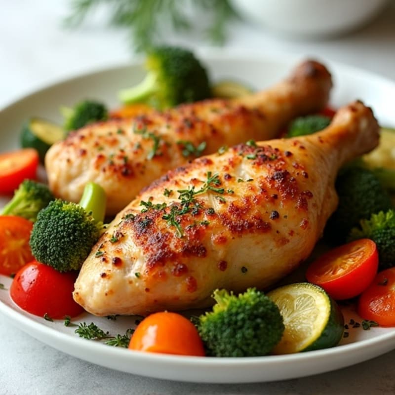 Crispy Roasted Chicken with Herb Roasted Vegetables