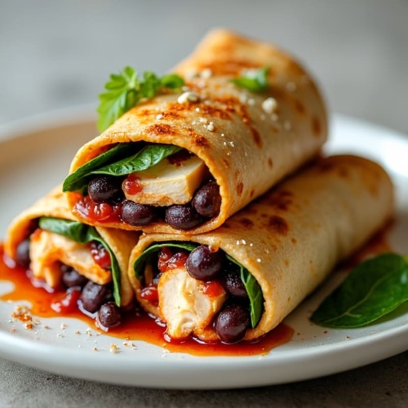 Spicy Chicken and Black Bean Baked Tortilla Rolls