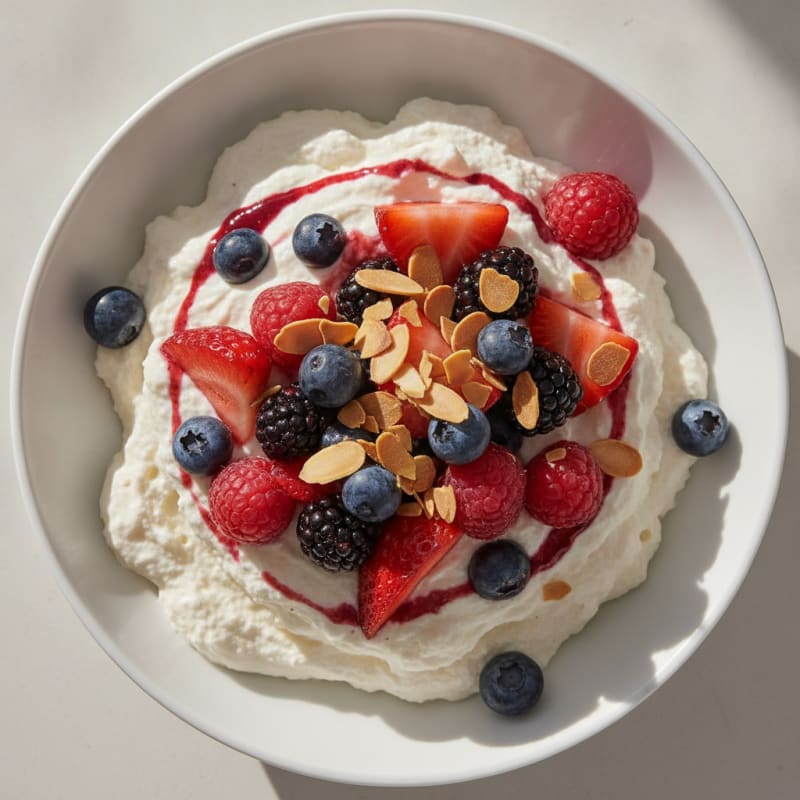 Greek Yogurt Protein Mousse with Mixed Berries