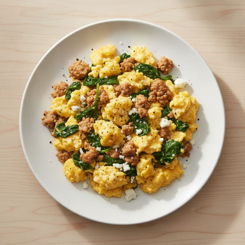 Hearty Scrambled Eggs with Spinach
