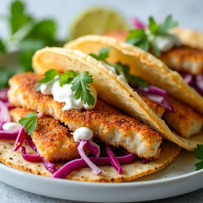Crispy Baked White Fish Tacos with Zesty Cabbage Slaw