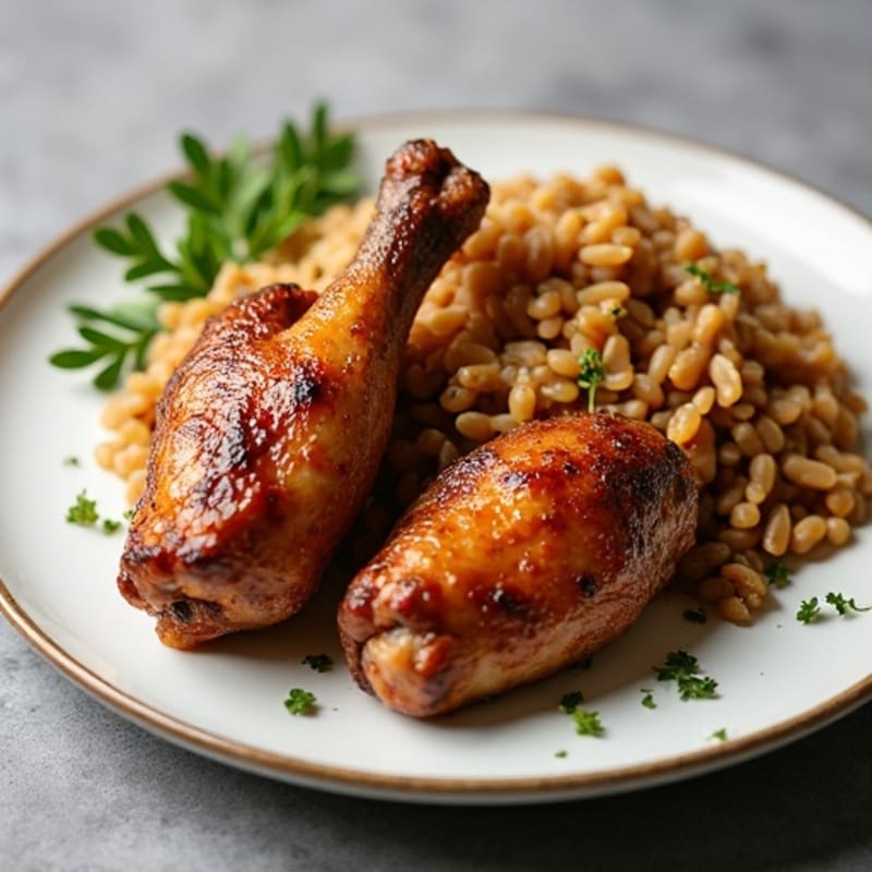 Crispy Roasted Turkey Wings with Creamy Lentils and Fluffy Brown Rice