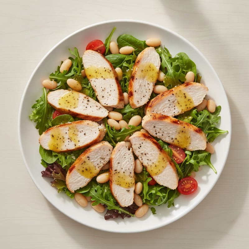 Grilled Turkey Breast Salad with Mixed Greens and White Beans