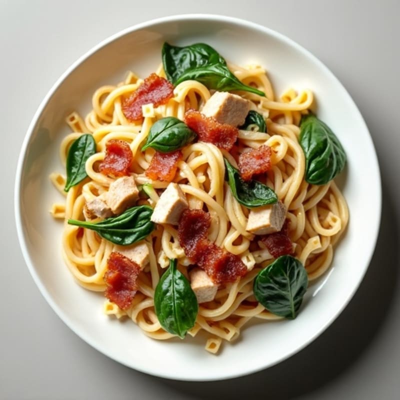 Creamy Turkey Bacon and Spinach Whole Wheat Pasta