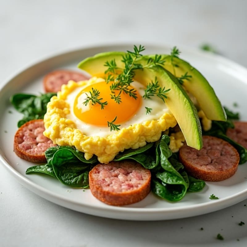 Egg White Scramble with Spinach and Turkey Sausage