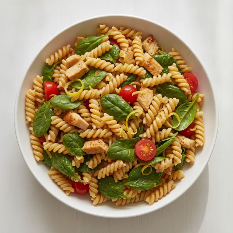 Turkey and Spinach Pasta Salad with Lemon Vinaigrette
