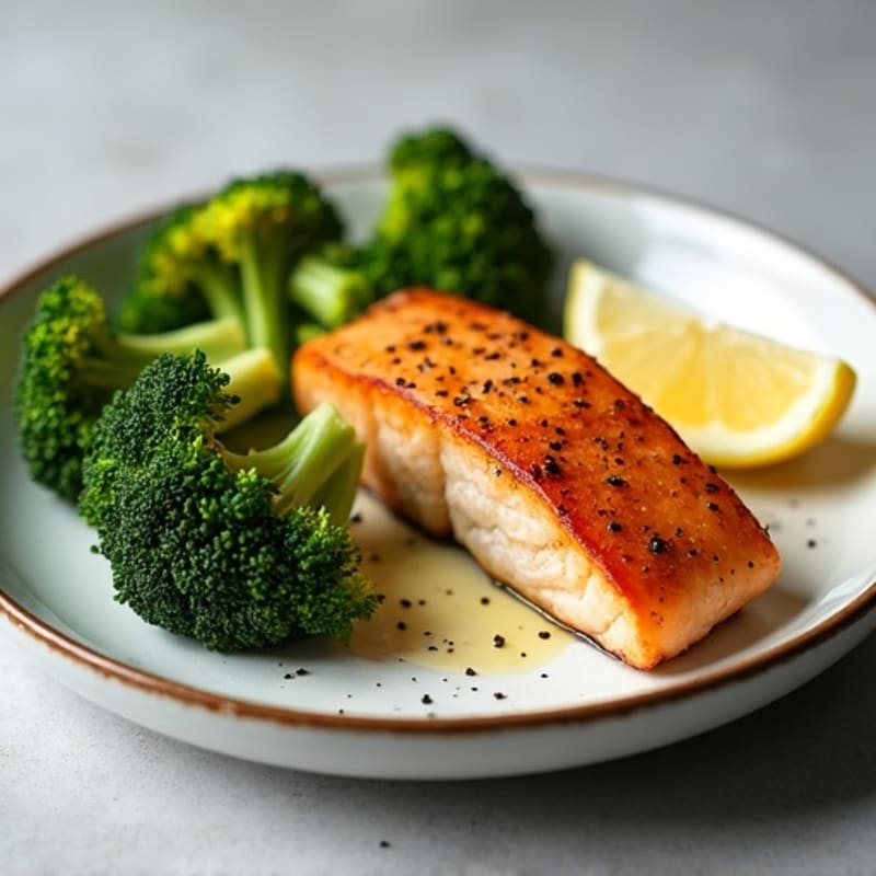Seared Salmon Fillet with Roasted Broccoli